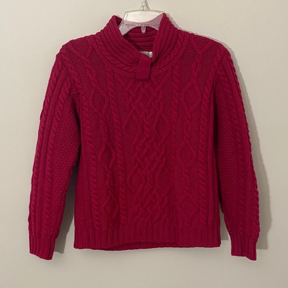 Aran Sweater Market Sweaters - Women's 100% Merino Wool Pink Cable Knit Sweater